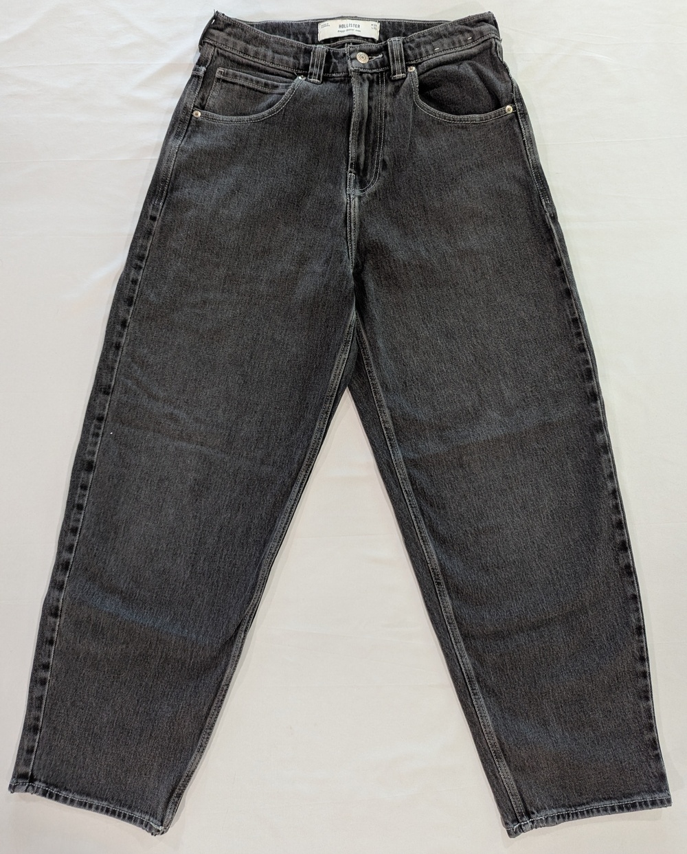 Hollister Baggy Skater Jeans Mens 28x28 Gray Charcoal Wash Relaxed Tapered Denim